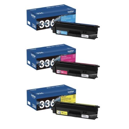 Picture of Brother TN336 Cyan; Magenta; Yellow High Yield Toner Cartridges, Pack Of 3 Cartridges, TN336CMY-OD