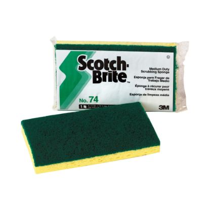 Picture of 3M Scotch-Brite Cellulose Medium-Duty Scrubbing Sponge, 6 1/4inH x 3 1/2inW x 3/4inD, Yellow/Green