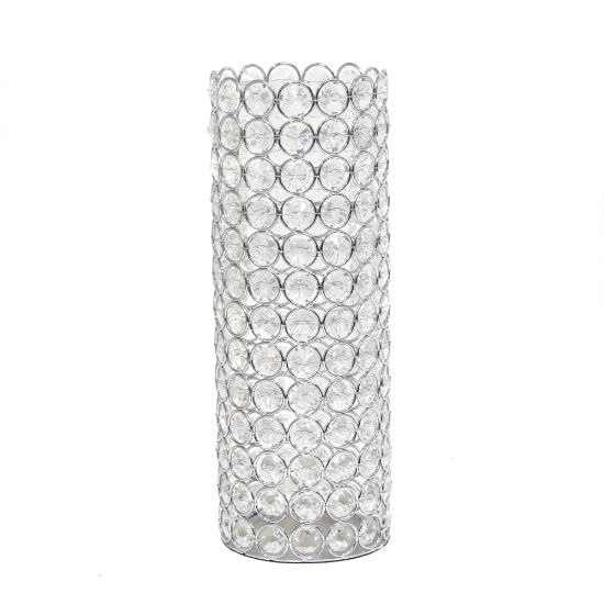 Picture of Elegant Designs Ellipse Crystal Decorative Vase, 11-1/4inH x 4inW x 4inD, Chrome