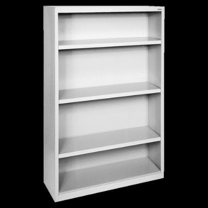 Picture of Lorell Fortress Series Steel Modular Shelving Bookcase, 4-Shelf, 60inH x 34-1/2inW x 13inD, Light Gray