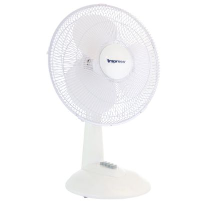 Picture of Impress Oscillating 3-Speed Table Fan, 15inH x 12inW x 12inD, White