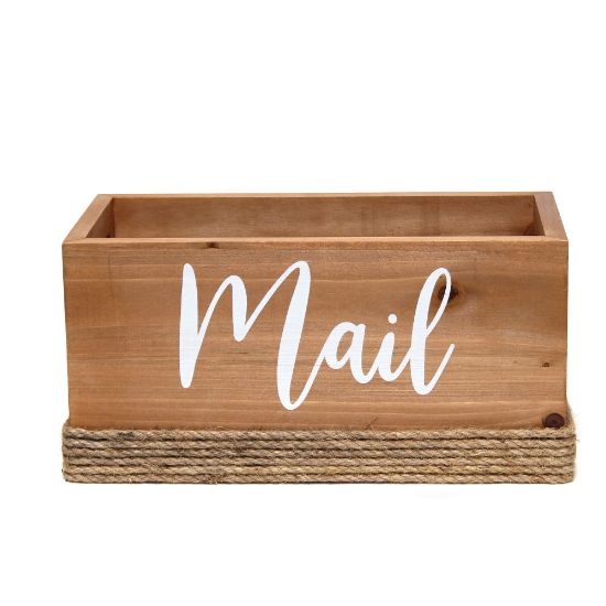 Picture of Elegant Designs Homewood Farmhouse Rustic Wood Decorative Mail Holder, 5-3/4inH x 11-3/4inW x 5-7/8inD, Natural