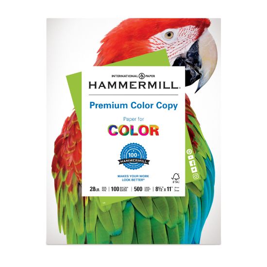 Picture of Hammermill Color Multi-Use Printer & Copy Paper, White, Letter (8.5in x 11in), 500 Sheets Per Ream, 28 Lb, 100 Brightness