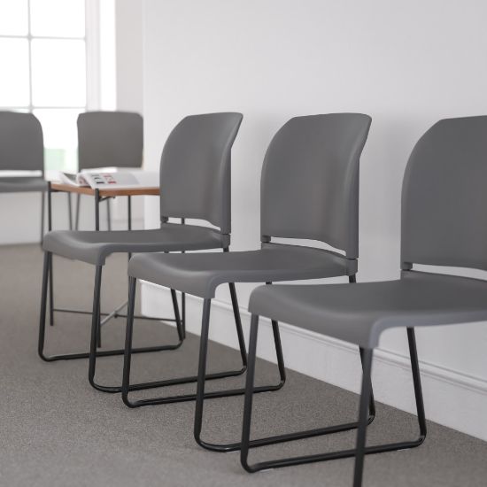 Picture of Flash Furniture HERCULES Series Full-Back Contoured Stack Chairs, Black/Gray, Set Of 5 Chairs