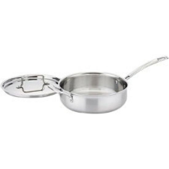 Picture of Cuisinart 5-1/2 Qt. Saute - 5.5 quart Saute, Lid - Stainless Interior, Aluminum, Stainless Steel Exterior - Dishwasher Safe - Oven Safe