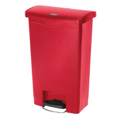 Picture of Rubbermaid Slim Jim Rectangular Plastic Wastebasket, Step-On, 13 Gallons, Red