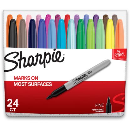 Picture of SharpiePermanent Markers, Fine Point, Assorted Colors, Set Of 24, Pouch