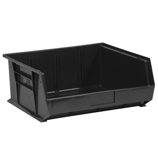 Picture of Partners Brand Plastic Stack & Hang Bin Boxes, Medium Size, 14 3/4in x 16 1/2in x 7in, Black, Pack Of 6