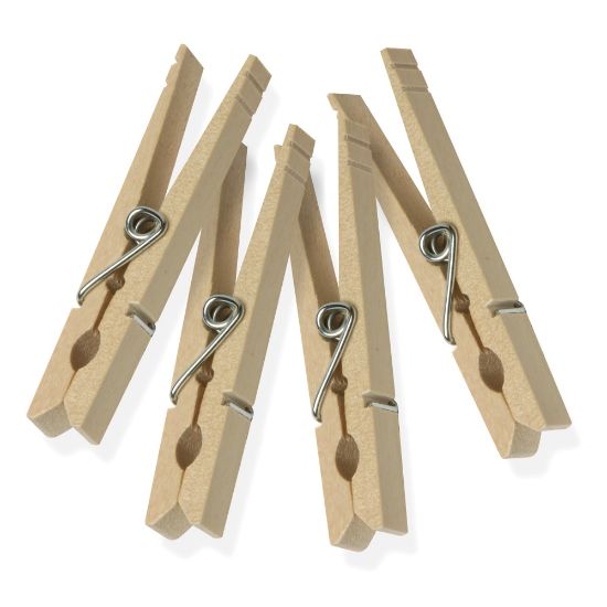 Picture of Honey Can Do Wood Clothespins With Spring, 3-1/4in x 1/2in x 7/16in, Natural, Pack Of 200 Clothespins