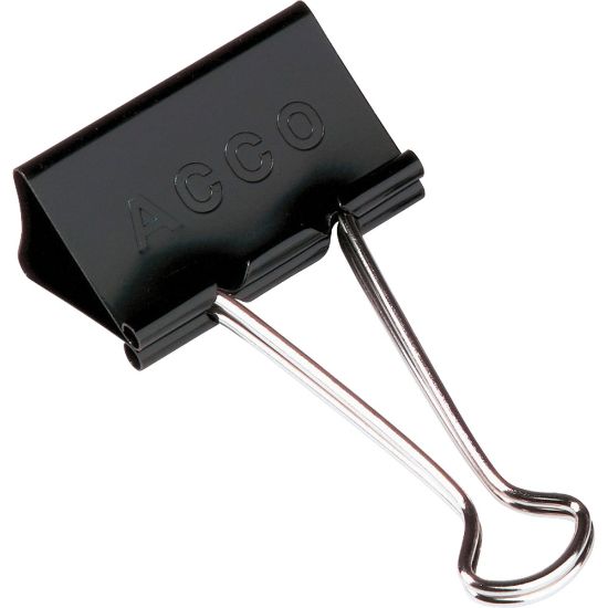 Picture of ACCO Tempered Steel/Plastic Binder Clips, Mini, 0.25in Capacity, Black, Pack Of 12