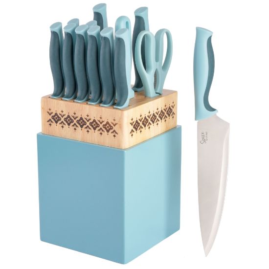 Picture of Spice by Tia Mowry Savory Saffron 14-Piece Stainless Steel Cutlery Set, Blue