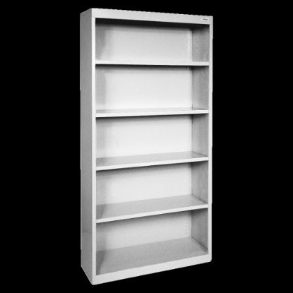 Picture of Lorell Fortress Series Steel Modular Shelving Bookcase, 5-Shelf, 72inH x 34-1/2inW x 13inD, Light Gray