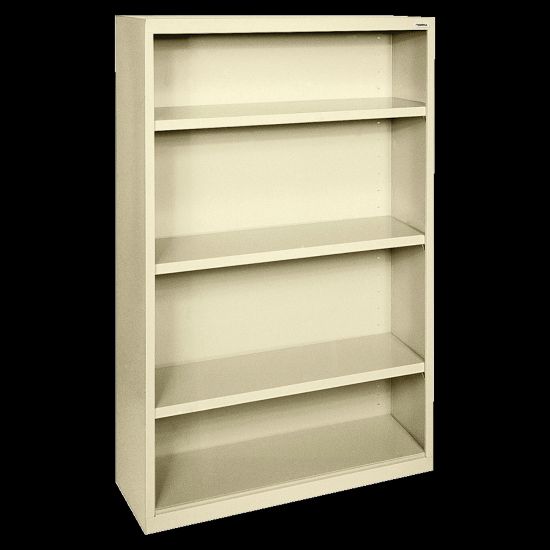 Picture of Lorell Fortress Series Steel Modular Shelving Bookcase, 4-Shelf, 60inH x 34-1/2inW x 13inD, Putty