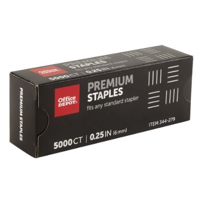 Picture of Office Depot Brand Staples, 1/4in Premium, Full Strip, Box Of 5,000