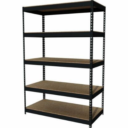 Picture of Lorell 5-Shelf Riveted Steel Shelving, 72inH x 48inW x 24inD, Black