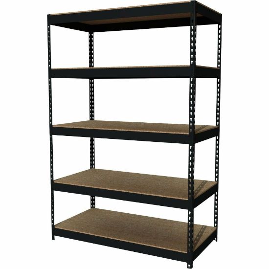 Picture of Lorell 5-Shelf Riveted Steel Shelving, 72inH x 48inW x 24inD, Black