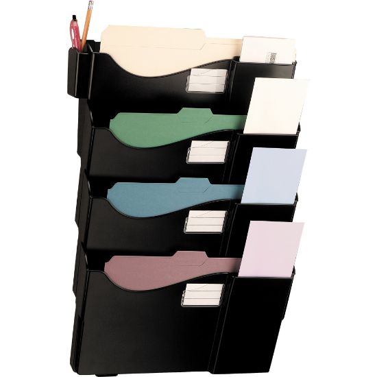 Picture of Office Depot Brand Wall 4 Pockets, Letter Size/Legal Size, Black