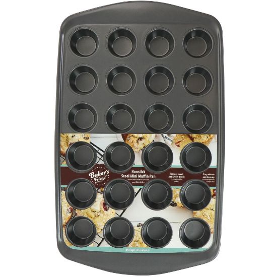 Picture of Gibson Baker's Friend 24-Cup Steel Non-Stick Mini Muffin Pan, Gray