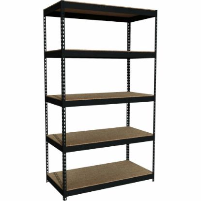 Picture of Lorell 5-Shelf Riveted Steel Shelving, 84inH x 48inW x 24inD, Black