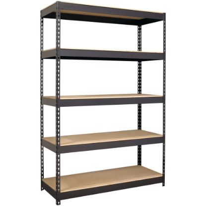 Picture of Lorell 5-Shelf Riveted Steel Shelving, 72inH x 48inW x 18inD, Black