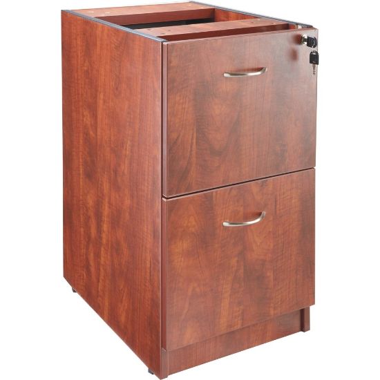 Picture of Lorell Essentials 16inW Vertical 2-Drawer Fixed Pedestal File Cabinet For Computer Desk, Cherry