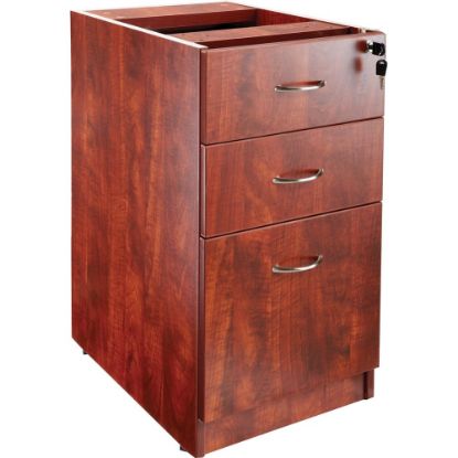 Picture of Lorell Essentials 16inW Vertical 3-Drawer Fixed Pedestal File Cabinet For Computer Desk, Cherry