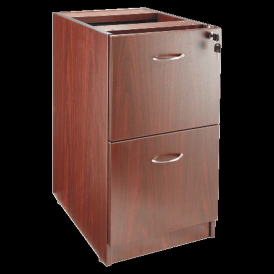 Picture of Lorell Essentials 16inW Vertical 2-Drawer Fixed Pedestal File Cabinet For Computer Desk, Mahogany