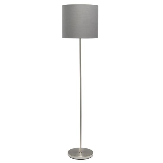 Picture of Simple Designs Floor Lamp, 58inH, Gray Shade/Brushed Nickel Base