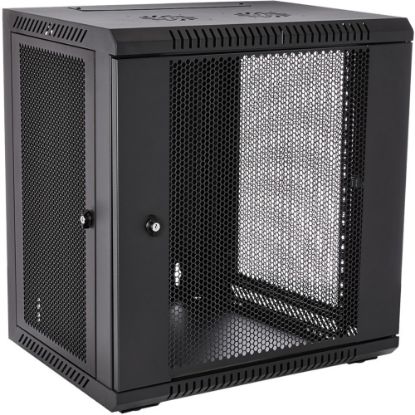 Picture of V7 12U Rack Wall Mount Vented Enclosure - For LAN Switch, Patch Panel - 12U Rack Height x 19in Rack Width x 15.35in Rack Depth - Wall Mountable - Black - Cold-rolled Steel (CRS) - 200 lb Maximum Weight Capacity