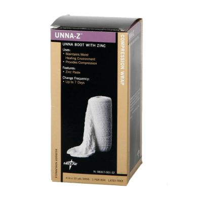 Picture of Medline Unna-Z Unna Boot Bandages, 4in x 10 Yd., White, Case Of 12