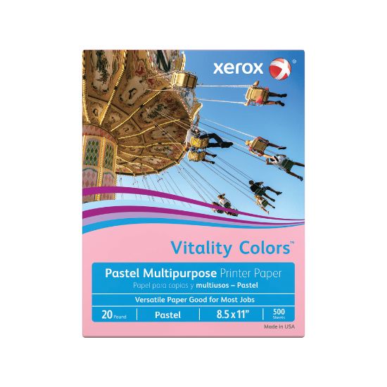 Picture of Xerox Vitality Colors Color Multi-Use Printer & Copy Paper, Pink, Letter (8.5in x 11in), 500 Sheets Per Ream, 20 Lb, 30% Recycled