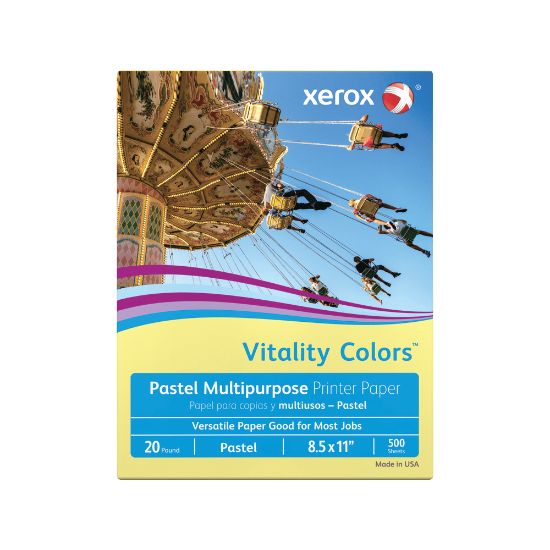 Picture of Xerox Vitality Colors Color Multi-Use Printer & Copy Paper, Yellow, Letter (8.5in x 11in), 500 Sheets Per Ream, 20 Lb, 30% Recycled