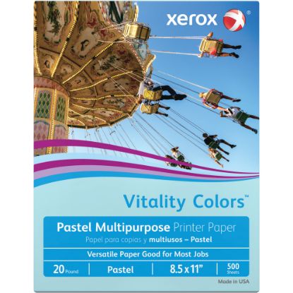 Picture of Xerox Vitality Colors Color Multi-Use Printer & Copy Paper, Blue, Letter (8.5in x 11in), 500 Sheets Per Ream, 20 Lb, 30% Recycled