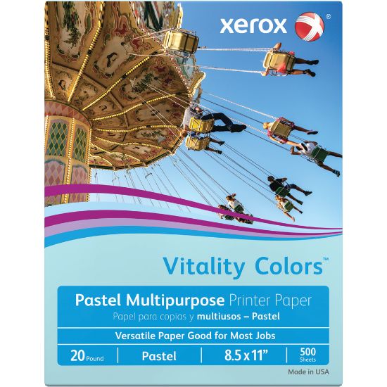 Picture of Xerox Vitality Colors Color Multi-Use Printer & Copy Paper, Blue, Letter (8.5in x 11in), 500 Sheets Per Ream, 20 Lb, 30% Recycled