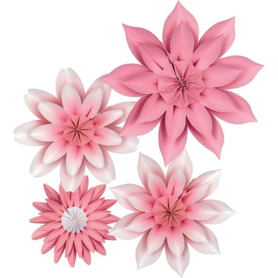 Picture of Teacher Created Resources Paper Flowers, Pink Blossoms, Pack Of 4 Paper Flowers