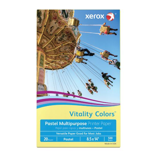 Picture of Xerox Vitality Colors Color Multi-Use Printer & Copy Paper, Yellow, Legal (8.5in x 14in), 500 Sheets Per Ream, 20 Lb, 30% Recycled