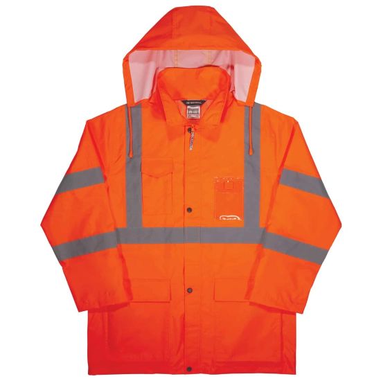 Picture of Ergodyne GloWear 8366 Lightweight Type R Class 3 High-Visibility Rain Jacket, Large, Orange