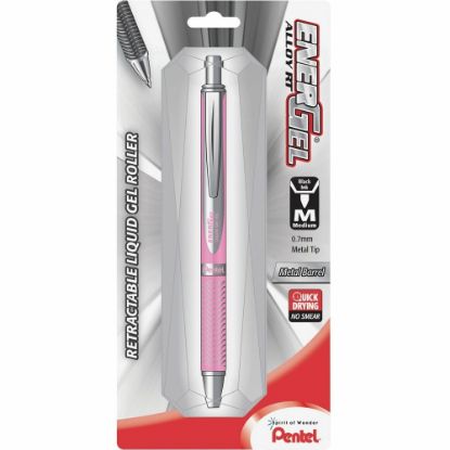 Picture of Pentel EnerGel Alloy Retractable Gel Pens, Medium Point, 0.7 mm, Metallic Pink Barrel, Black