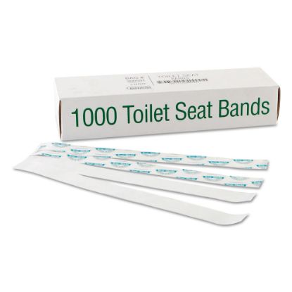 Picture of Bagcraft Sani/Shield Printed Toilet Seat Bands, 16in x 1 1/2in, Blue/White, Pack Of 1,000