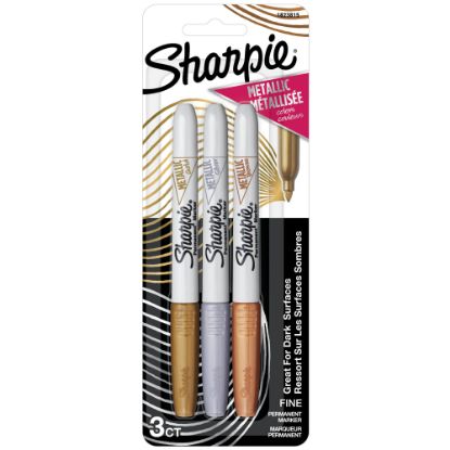 Picture of Sharpie Metallic Permanent Markers, Fine Point, Assorted Colors, Pack Of 3