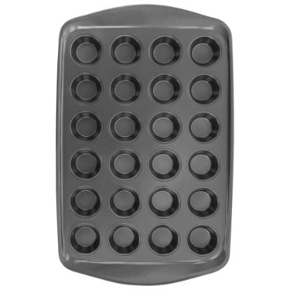 Picture of Gibson Bakers Friend 24-Cup Non-Stick Steel Mini Muffin Pan, 1inH x 10-1/2inW x 17-1/4inD, Gray