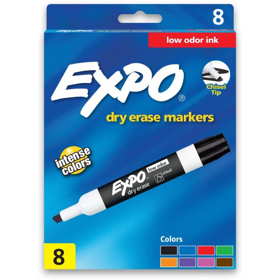 Picture of EXPO Low-Odor Dry-Erase Markers, Chisel Point, Assorted Colors, Pack Of 8