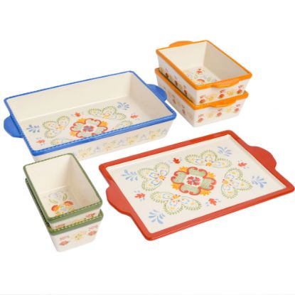 Picture of Gibson Laurie Gates Tierra 6-Piece Hand-Painted Stoneware Bakeware Set, White