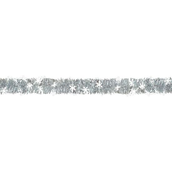 Picture of Amscan Christmas Tinsel Snowflake Boa Garlands, 9ft, Silver, Pack Of 2 Garlands