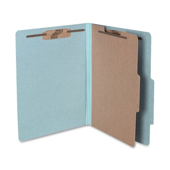 Picture of ACCO Durable Pressboard Classification Folders, Letter Size, 2in Expansion, 1 Partition, 60% Recycled, Sky Blue, Box Of 10