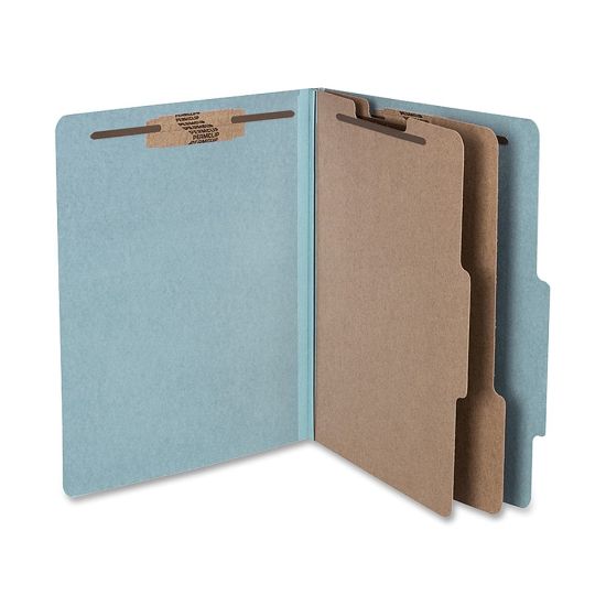 Picture of ACCO Durable Pressboard Classification Folders, Letter Size, 3in Expansion, 2 Partitions, 60% Recycled, Sky Blue, Box Of 10