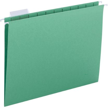 Picture of Business Source 1/5 Tab Cut Letter Recycled Hanging Folder - 8 1/2in x 11in - Green - 10% Recycled - 25 / Box