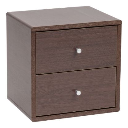 Picture of IRIS Wood 14inH 2-Drawer Cube Storage , Brown Oak