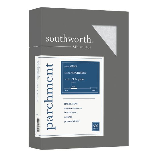 Picture of Southworth Parchment Specialty Paper, 24 Lb., 8 1/2in x 11in, Gray, Pack Of 500