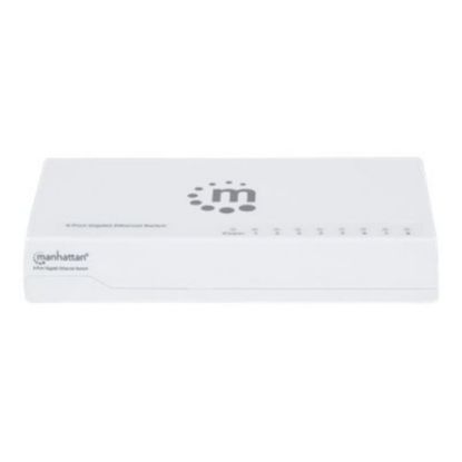 Picture of Manhattan 8-Port Gigabit Ethernet Switch, Desktop Size, Plastic, IEEE 802.3az (Energy Efficient Ethernet), Three Year Warranty, Box - Switch - 8 x 10/100/1000 - desktop